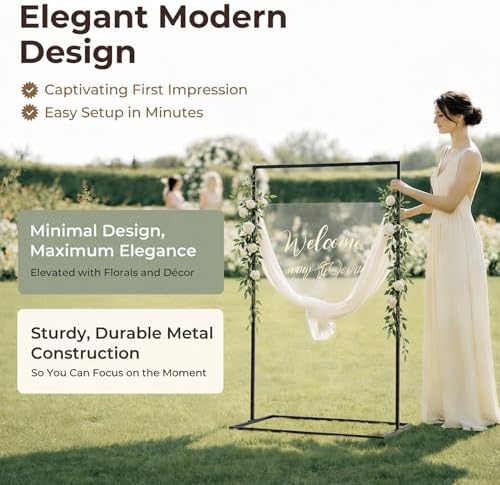 Wedding Welcome Sign Stand, 50" Standard Height - Black Metal Sign Holder with 6 Leather Straps, Easel Stand for Seating Charts & Event Décor - Image 4