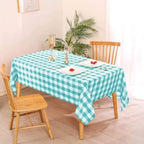 Hiasan Checkered Tablecloth Rectangle 52 x 70 Inch, Aqua and White - Image 5