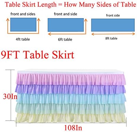 HB HBB MAGIC Unicorn Table Skirt Rainbow Tablecloth for Rectangle Table 9ft Fiesta Baby Shower Girls Birthday Party Unicorn Party Wedding - Image 3