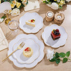ejonirinjonir 180pcs Elegant White Plastic Plates with Gold Rim for Wedding - Image 4