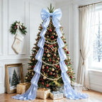 Big Blue Bow Coquette Room Decor, 16x85 Inch Large Christmas Bows for Birthday Decorations, Christmas Tree Topper, Girl Room Decor, Bachelorette, Wedding, Baby Shower, Front Door, Wreath (Blue) by AERORIBOWEnjoyEveryDay