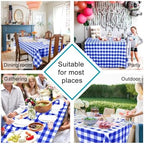 Hiasan Checkered Tablecloth Square 70 x 70 Inch, Royal Blue and White - Image 4