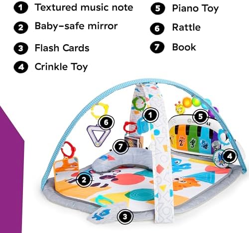 Baby Einstein 4-in-1 Kickin' Tunes Music and Language Play Gym and Piano Tummy Time Activity Mat - Image 4