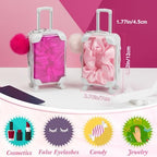 LemonRoad 60 Pcs Mini Empty Suitcase Box with Plush Keychain, 2 Pink - Image 2