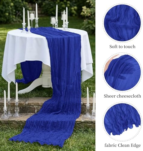 20 Pack Royal Blue 17 x 108 Inch Cheesecloth Table Runner - Boho Gauze Sheer Fabric for Wedding Baby Shower Party Home Decor - Image 4