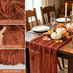 BLUETOP 10 Pack Terracotta Cheesecloth Table Runners 35x120 Inch, 10FT Rustic Burnt Orange Cheese Cloth Table Runner for Wedding Bridal Shower Baby Shower Birthday Holiday Decor - Image 3