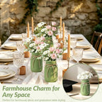 12 PCS 16oz Glass Mason Jars Flower Vases for Centerpieces, Green - Image 7