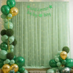 20x10ft Olive Green Tulle Backdrop Curtain with Lights String for Parites, Sheer Backdrop Curtains for Wedding Baby Shower Birthday Party Photo Shoot Decorations - Image 4