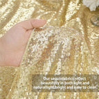Party Tablecloth Light Gold 90x156 Inch Sequin Fabric Seamless Table Cloths - Image 3