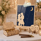 Wedding Guest Book Alternative Drop Box, Celestial Starry Night Moon Frame - Image 3