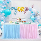 Suppromo 9ft Pink and Blue Gender Reveal Table Skirt Tulle Tutu Table Clothes Cover for Baby Shower Boy or Girl Birthday Party Wedding Cake Decorations by Suppromo