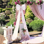 Jumbo Blush Pink Satin Ribbon Bow - Stunning Wall Hanging for Birthday, Baby Shower, Wedding & Festive Party Supplies (White) - Image 5