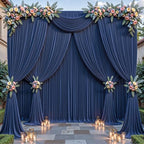 32ftx10ft Wrinkle Free Navy Blue Backdrop Curtain - 10 Feet Photography Backdrop Drapes, Silky Polyester Back Drop Cloth for Wedding Baby Shower Balloon Arch Background - Image 7