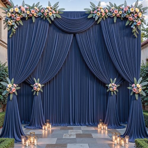 40ftx10ft Wrinkle Free Navy Blue Backdrop Curtain - 10 Feet Photography Backdrop Drapes, Silky Polyester Back Drop Cloth for Wedding Baby Shower Balloon Arch Background by Unknown