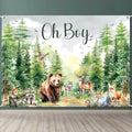 Woodland Animals Baby Shower Decoration Backdrop Oh Boy Banner 8x6ft by LDWLYW