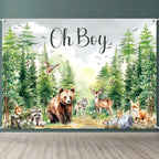 Woodland Animals Baby Shower Decoration Backdrop Oh Boy Banner 8x6ft by LDWLYW