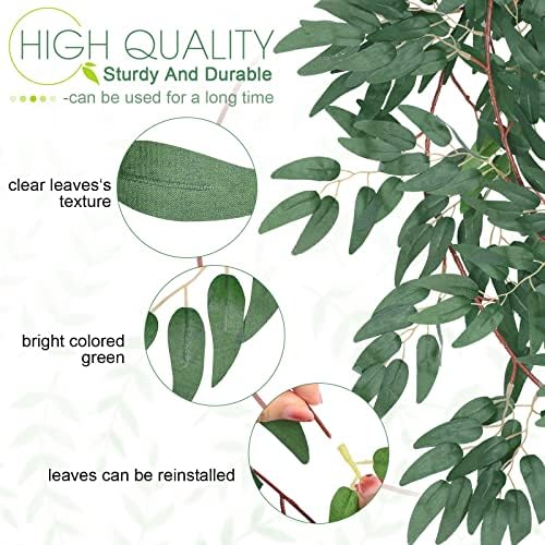 5 Pcs Willow Leaves Garland, 6 ft Willow Vines, Artificial Greenery Garland - Image 3