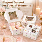 OAMCEG 50 Pack Cookie Boxes with Window, 6x6x3 Inch White Bakery Boxes for Desserts, Donuts,Cookies, Heart-shape Take-out Treat Boxes for Party & Wedding, Gifts - Image 4