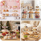 10 Pcs Dessert Table Display Set -Plastic Dessert Table Display Set,4 x Large 3-Tier Cupcake Stands/Cup Cake Tier Tower & 6 X Serving Tray Combo for Tea Party, Birthday, Baby - Image 7