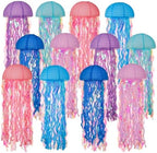 12 Pcs Hanging Jellyfish Paper Lanterns, Jelly Fish Decoration for Under the Sea Party Decorations, Iridescent Streamer Tentacles Mermaid Decor for Ocean, Mermaid Party Decor, Baby Shower by Shanlaii