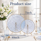 Rubtlamp 60Pcs Clear Blue Plastic Plates, Hammered Blue Plates, Clear Fancy Disposable Plates With Gold Rim Include 30 Dessert Plates, 30 Dinner Plates for Party - Image 2