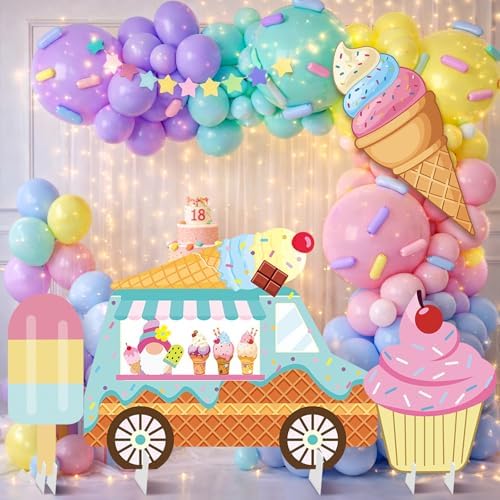4 Pcs Large Ice Cream Bar Decoration Cardboard Cutout 26.62 Inch Ice Cream Birthday Decoration Summer Sweet Shop Signs for Baby Shower Party Booth Props Cupcake Icepop Yard Signs Backdrops - Image 5