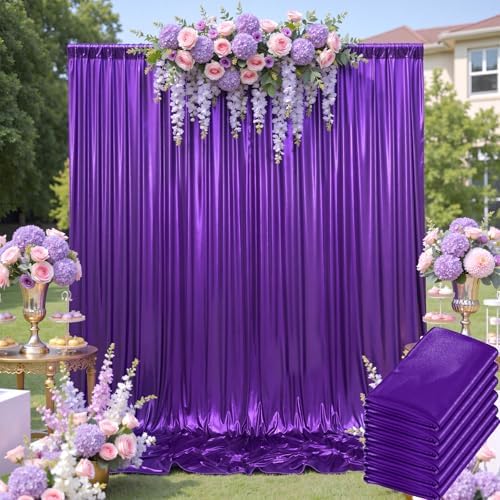 30ftx10ft Shimmer Purple Sequin Backdrop Curtain for Parties-Thick Wrinkle Free Glitter Backdrop Drapes Photo Back Drop Curtains for Birthday Wedding Halloween Photography Background-6 Panels 5x10ft by LeegleriTableSkirt