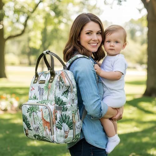 Diaper Bag Backpack for Dad and Mom with USB Charging Port Stroller Straps and Insulated Pocket,army military Travel Nappy Backpack for Daddy/Mommy (Animal Pattern) - Image 5