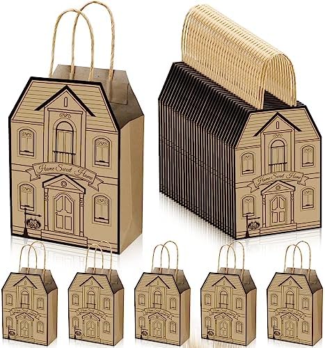 Colarr 50 Pcs House Shaped Gift Bag Real Estate Agent Supplies, Brown by Colarr