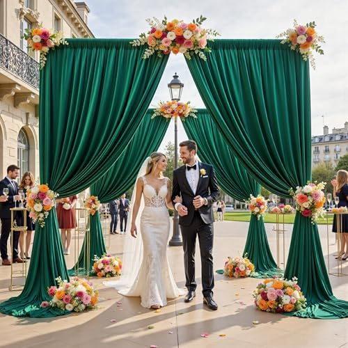 50ft x 12ft Wrinkle Free Hunter Green Backdrop Curtains for Parties, Silky Photo Backdrop Drapes 12FT Long Back Drop Cloth for Wedding Birthday Photography Background Decor - Image 3