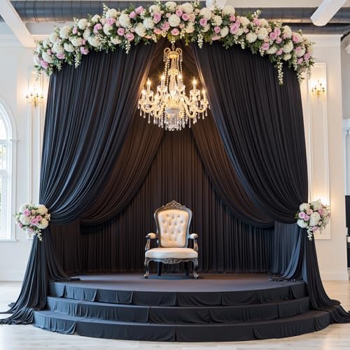 60ft×15ft Black Backdrop Curtain for Wedding Parties - Image 2