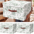 2 Pack Sage Green Floral Storage Bin with Lids, 17x11x12 Inch by Unknown