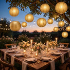 Generic Paper Lanterns Round Decorative Ball Lanterns Lamps for Weddings, Birthdays, Parties and Events 16-Inch 5 Packs (Gold) - Image 2