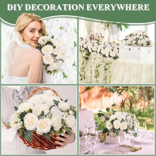 8 Bundles Artificial Peony Centerpiece Flowers,Milk White - Image 4