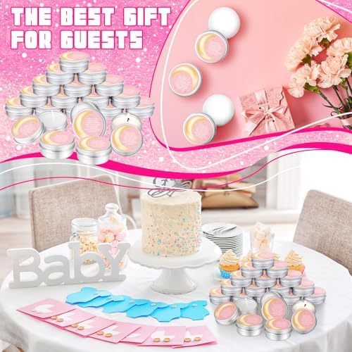 MTLEE 50 Pcs Over The Moon Baby Shower Candles 1 Oz, Pink - Image 5