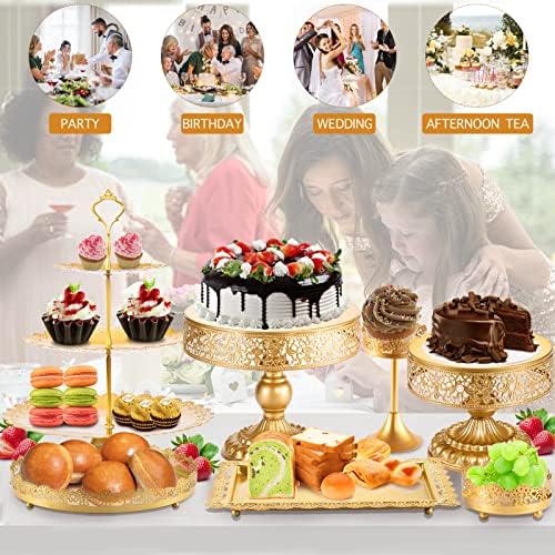 Cake Stand Set-8 Pcs Gold Cake Stand -Dessert Table Display Set-Cake Stands for Dessert Table-Table Decoration Display Tower Plate for Baby Shower, Wedding, Birthday Party, Chrismas Celebration - Image 5