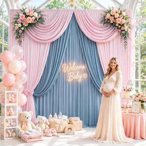 20x12 ft Light Pink Backdrop Curtains for Weddings, Birthdays and Photos - Image 6