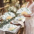 Roowest 36 Pcs Green Eucalyptus Paper Hand Fans Bulk, Wedding Folding Fans - Image 6