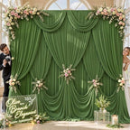 8 Panels Valley Green Backdrop Curtain for Parties Wrinkle Free Dark Green Photo Curtains Backdrop Drapes Fabric Decoration for Weding Baby Shower Birthday Party Photography 40ft(W) x 10ft(H) - Image 2