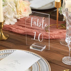 UNIQOOO Acrylic Wedding Table Numbers 1-25 with Stands | 4x6 inch Printed Calligraphy, Clear Table Number Signs and Holders | Perfect for Wedding Reception, Centerpiece Decoration, Event, Party - Image 2