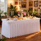 6 Packs White Table Clothes for 6 Foot Rectangle Tables, One-Piece Wrinkle Resistant Stretch Spandex Table Covers with Skirt for Event Banquet Wedding Birthday Party - Image 4