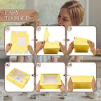 KPOSIYA 65 PCS 8x6x2.5 Inch Cookie Boxes with Window Gold Bakery Boxes Pastry Boxes for Gift Giving, Treat, Dessert, Cupcakes, Chocolate, Strawberries, Donuts, Muffins (5 Style Windows) - Image 4