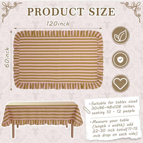 Tudomro Striped Tablecloth, Rectangle, Olive, Dusty Rose, 60'' X 120'' - Image 2