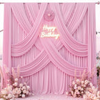10 ft x 10 ft Pink Backdrop Curtains for Parties, Wrinkle Free Baby Pink Photography Backdrop Drapes for Wedding Grils Birthday Baby Shower Bridal Shower Party - Image 2