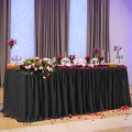 PARTISKY Black Polyester Table Skirt for Rectangle Tables 12ft, Wrinkle Resistant Pleated Ruffle Tablecloth for Banquet Wedding Trade Baby Shower Display Gift Dining Table by Partisky