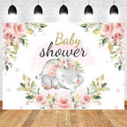 8x6ft Elephant Baby Shower Backdrop for Girl Pink Flowers Photography Background Newborn Girls Birthday Banner Decorations Sweet Princess Baby Party Portrait Photo Booth Prop - Image 2