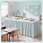 Back to School Green Gingham Teacher Desk Skirt for Classroom - Image 2