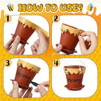 Jingmore 30 Sets Bee Honey Jar Pots Party Favors Bulk, Brown - Image 5