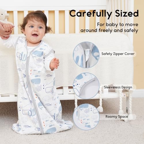 Yoofoss Baby Sleep Sack 0-6 Month 0.5TOG 100% Organic Cotton 2-Way Zipper - Image 3