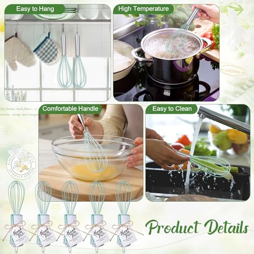 Honeydak 48 Pcs 10 Inch Whisks and Waffle Tea Towels Bulk for Cooking Heat-resistant Silicone Whisks with Thank You Tags for Bridal Shower Gifts for Guests Wedding Favors Baby Shower Party Game Prizes - Image 3